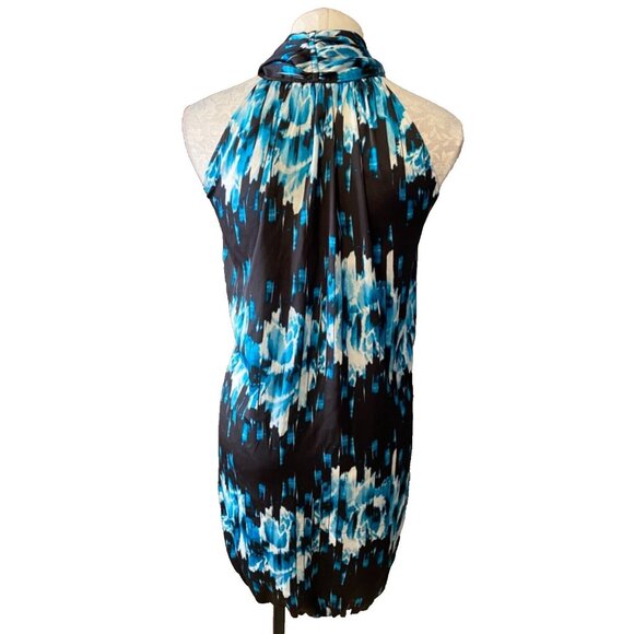 Derek Lam Dress Blue White XL Extra Large Silky Washable Halter Resort Cruise - Picture 4 of 6